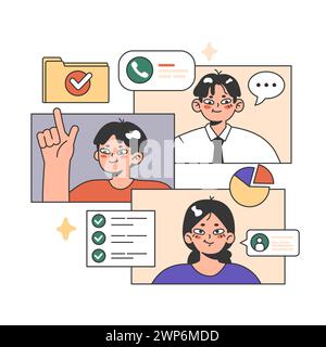 Training workshop. Interactive training process. Professional development. Increasing of business competences and skills. Flat vector illustration Stock Vector