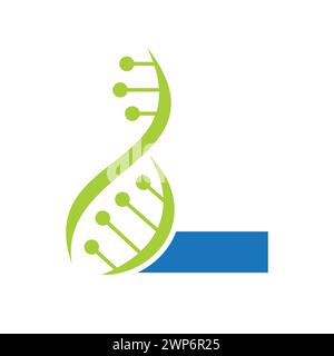 Initial DNA Logo On Letter L Vector Template For Healthcare Symbol Stock Vector