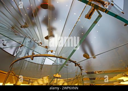Modern Glass Staircase Silhouette of walking People in shanghai china. Stock Photo