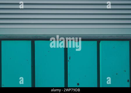 wall in aqua blue color with lines Stock Photo
