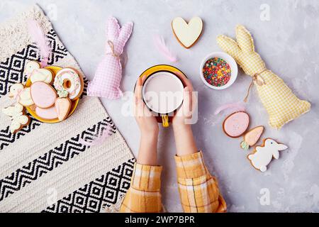 Kid approved cookies. easter vibes for kids. Happy Easter. Stock Photo