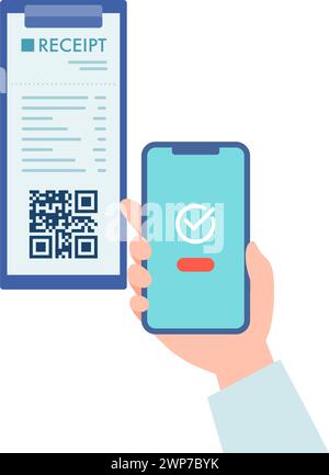 Image of reading QR on receipt. Vector illustration that is easy to edit. Stock Vector