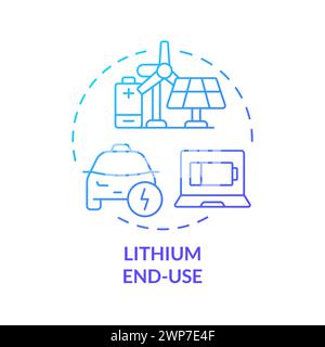 Lithium end-use blue gradient concept icon Stock Vector