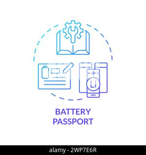 Battery passport blue gradient concept icon Stock Vector