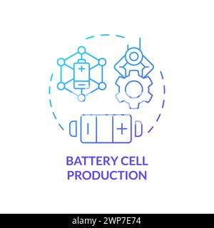 Battery cell production blue gradient concept icon Stock Vector