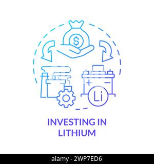 Investing in lithium blue gradient concept icon Stock Vector