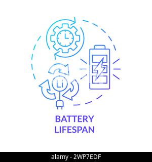Battery lifespan blue gradient concept icon Stock Vector