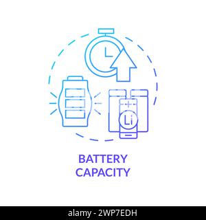 Battery capacity blue gradient concept icon Stock Vector