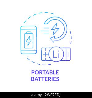 Portable batteries blue gradient concept icon Stock Vector