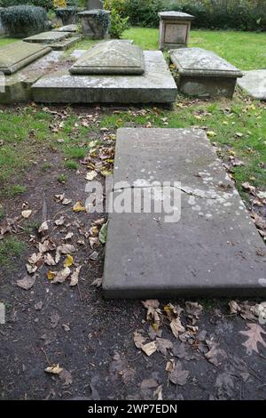 The Gravestone of Ebenezer Scrooge of Christmas Carol by Charles Dickens, located in Shrewsbury and was a movie prop from 1984 film a Christmas Carol Stock Photo