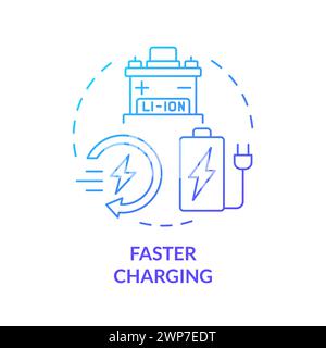Faster charging blue gradient concept icon Stock Vector
