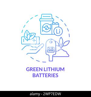 Green lithium batteries blue gradient concept icon Stock Vector