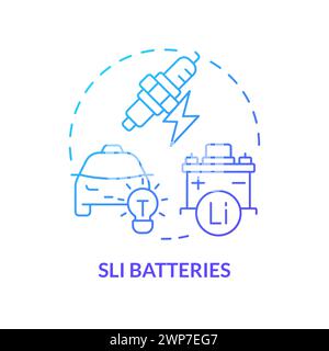 SLI batteries blue gradient concept icon Stock Vector