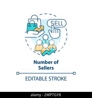 Number of sellers multi color concept icon Stock Vector