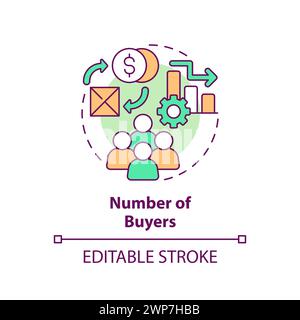 Number of buyers multi color concept icon Stock Vector