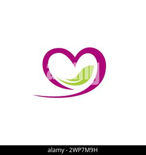 Heart Leaf Logo. Love Nature Logo. Leaf Icon Stock Vector