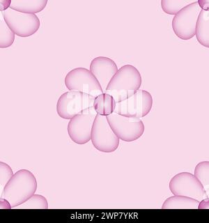 Pink flower seamless pattern for printing. EPS file. Simple gradient flower on a pink background. Stock Vector