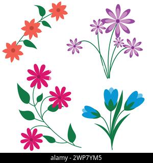 Set of flowers. Spring and summer flowers. Floral set Stock Vector