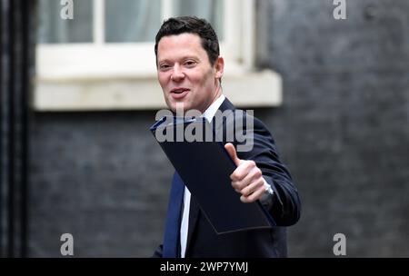 London, UK. 6th Mar, 2024. Alex Chalk Justice Secretary arrives in Downing Street for a Cabinet Meeting Credit: MARTIN DALTON/Alamy Live News Stock Photo