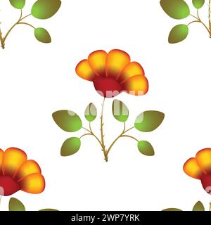 Seamless flower pattern. Pattern with a beautiful flower. Pattern for printing on textiles, paper, etc. Large orange flower in gradient colors Stock Vector