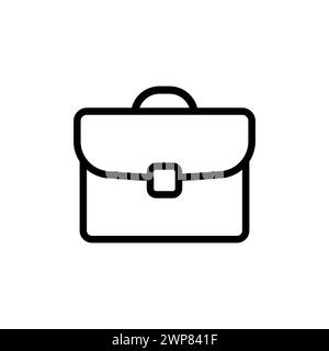 Portfolio vector thin line icon. Briefcase icon. Black on white background. Flat design style. Stock Vector