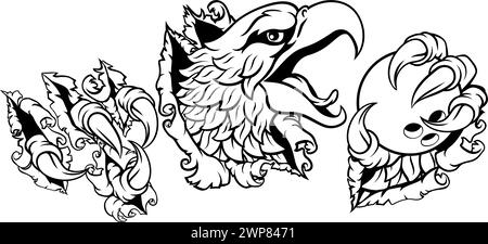 Bald Eagle Hawk Ripping Bowling Ball Mascot Stock Vector