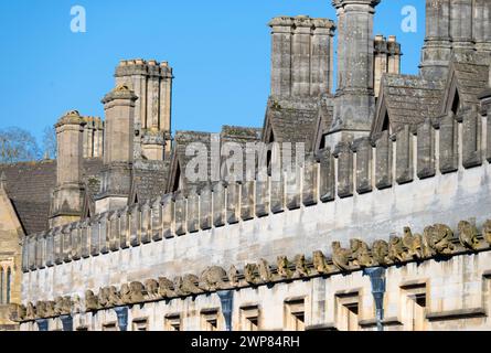 Every Oxford College - including Magdalen, shown here -  has its very own quirky and imaginative family of gargoyles; for centuries, they have been ke Stock Photo