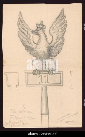 EKS - Keeping the flag of the flag 11 to the utu - project, verso sketch or Ruszczyc, Ferdynand (1870-1936); 1919 (1919-00-00-1919-00-00);World War I (1914-1918), Polish Legions (1914-1917), White Eagle (coat of arms), Party Plus, Vilnius (Lithuania), Banner projects, army, purchase (provenance) Stock Photo