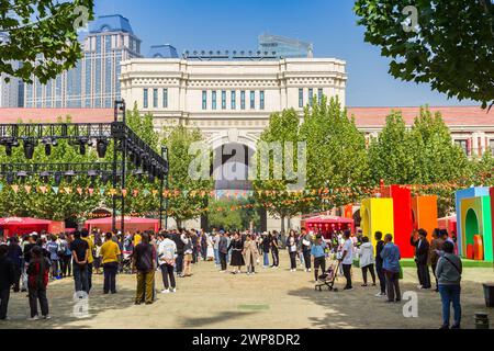 Entrance gate of the historic Minyan Stadium of Tianjin, China Stock Photo