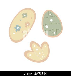 Set of decorated easter cookies of different forms. Assorted cookies, good for holiday design Stock Vector