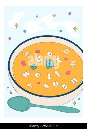 Get well soon card. Positive and motivational poster with greeting ...