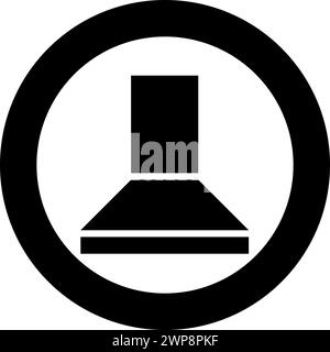 Hood for the kitchen kitchen cooker domestic appliances icon in circle round black color vector illustration image solid outline style simple Stock Vector