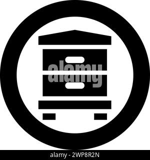 Hive bee house beehive apiary apiculture concept icon in circle round black color vector illustration image solid outline style simple Stock Vector