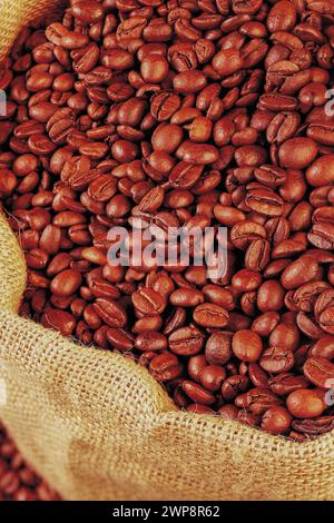 Cloth Bag Filled of Cofee Beans Stock Photo