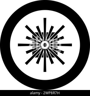 Optic connector port fiber cable laser beam icon in circle round black color vector illustration image solid outline style simple Stock Vector