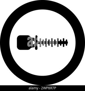 Bush cutter trimmer for bushes mowing hedge garden work concept icon in circle round black color vector illustration image solid outline style simple Stock Vector