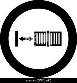 Sliding gates automatic lattice fence system entry enclosure icon in circle round black color vector illustration image solid outline style simple Stock Vector