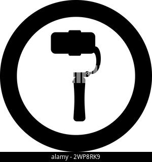 Gimbal mobile stabilizer for smartphone camera cell phone steady cam icon in circle round black color vector illustration image solid outline style Stock Vector