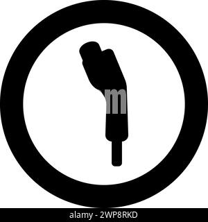 Electric car charger charging plug Ev icon in circle round black color vector illustration image solid outline style simple Stock Vector