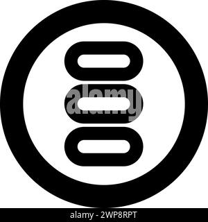 Set towels stack of folded bath napkins icon in circle round black color vector illustration image solid outline style simple Stock Vector