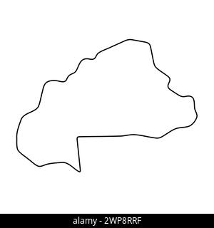 Burkina Faso country simplified map. Thin black outline contour. Simple vector icon Stock Vector