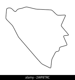 Bosnia and Herzegovina country simplified map. Thin black outline contour. Simple vector icon Stock Vector