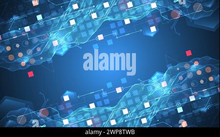 Wireframe Big Data concept. Abstract digital futuristic vector illustration on technology background.  Hand drawn art. Stock Vector