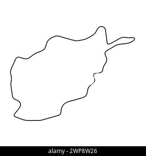 Afghanistan country simplified map. Thin black outline contour. Simple vector icon Stock Vector