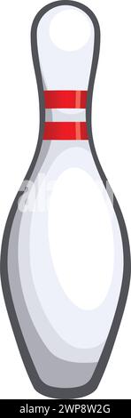 classic simple cartoon ten pin tenpin bowling pin icon vector isolated on transparent background Stock Vector