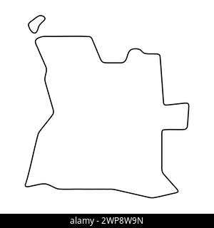 Angola country simplified map. Thick black outline contour. Simple ...