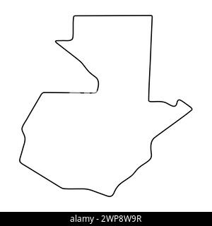 Guatemala country simplified map. Thin black outline contour. Simple vector icon Stock Vector