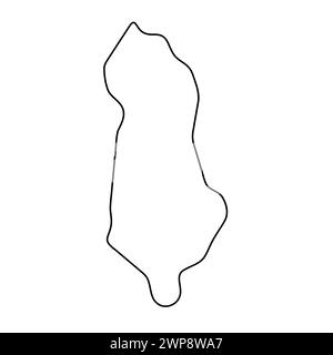 Albania country simplified map. Thin black outline contour. Simple vector icon Stock Vector