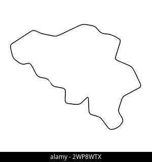 Belgium country simplified map. Thin black outline contour. Simple vector icon Stock Vector