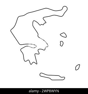 Greece country simplified map. Thin black outline contour. Simple vector icon Stock Vector